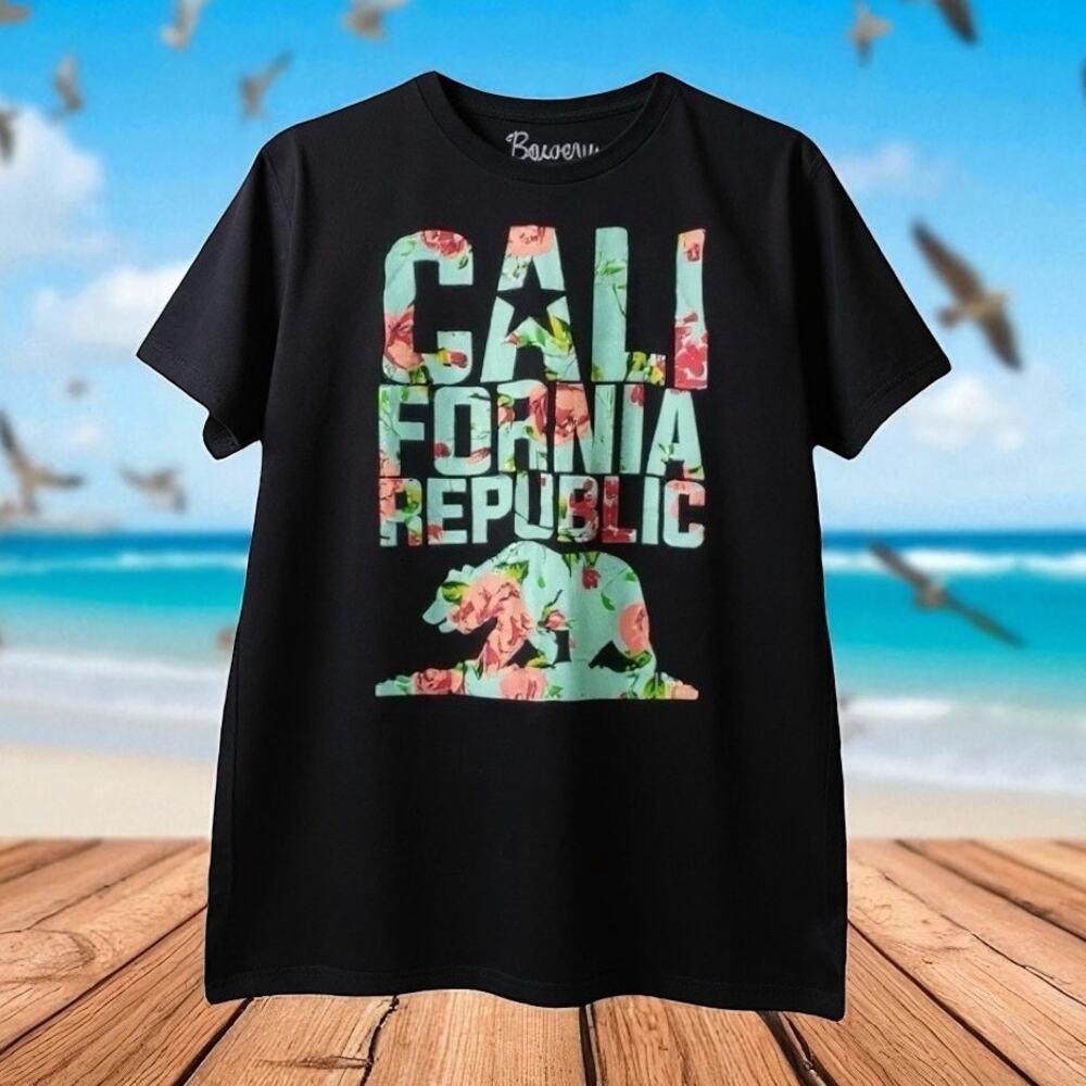 California Republic Floral Bear Graphic Shirt Mens Large Bowery Supply Co Cali